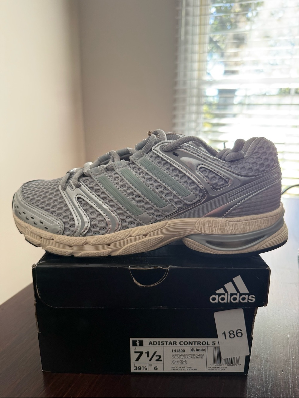 adidas Kids Light Gray and Mint Green Mesh Sneaker